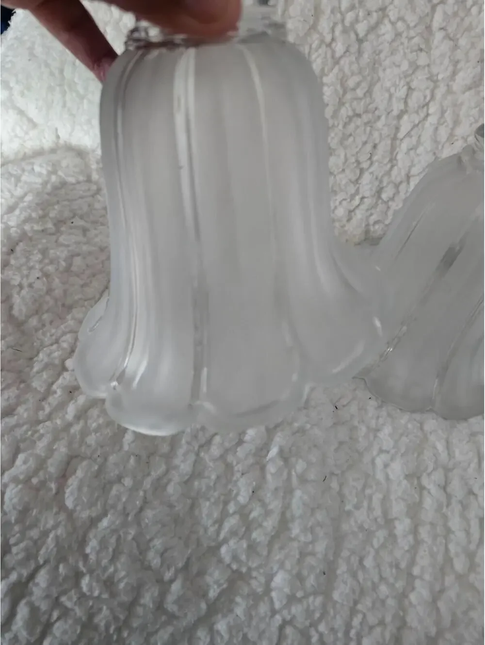 (2pc) Vintage Fluted Frosted Glass Tulip Light Fixture Globe 5.5